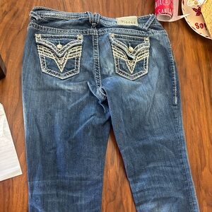 Vigoss Blue Women's Jeans with Embellished Pockets New York capri size 14